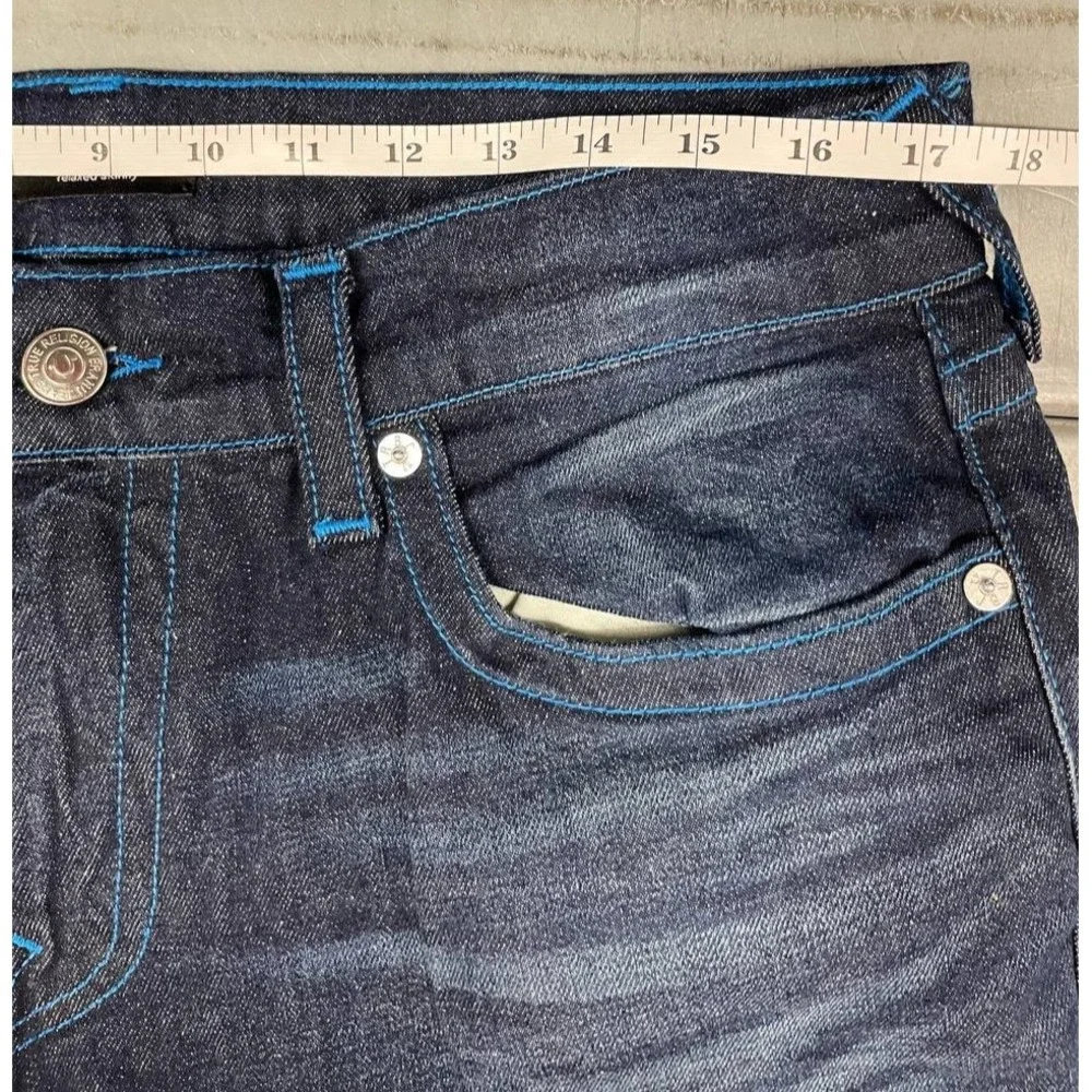 True Religion‎ Rocco Relaxed Skinny Jeans Mens 34x33 Dark Wash Moto Stretch